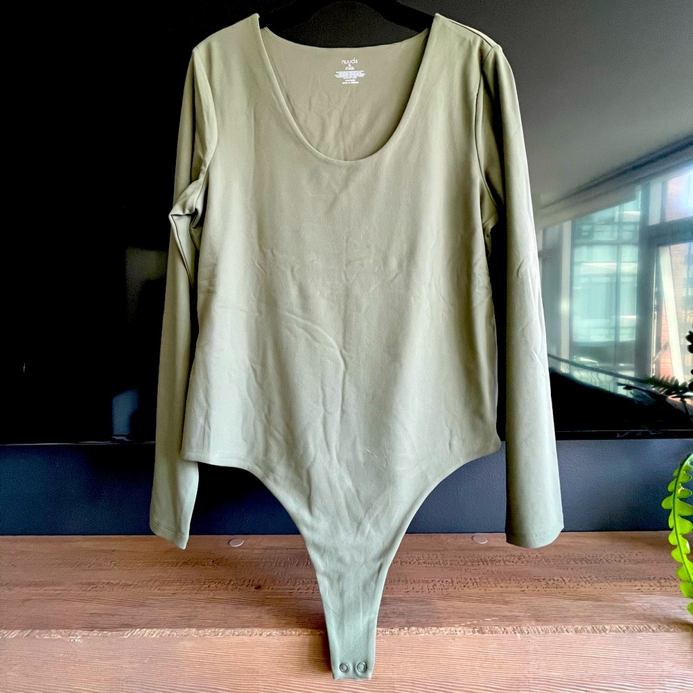 NWOT nuuds Olive Green Long Sleeve Bodysuit